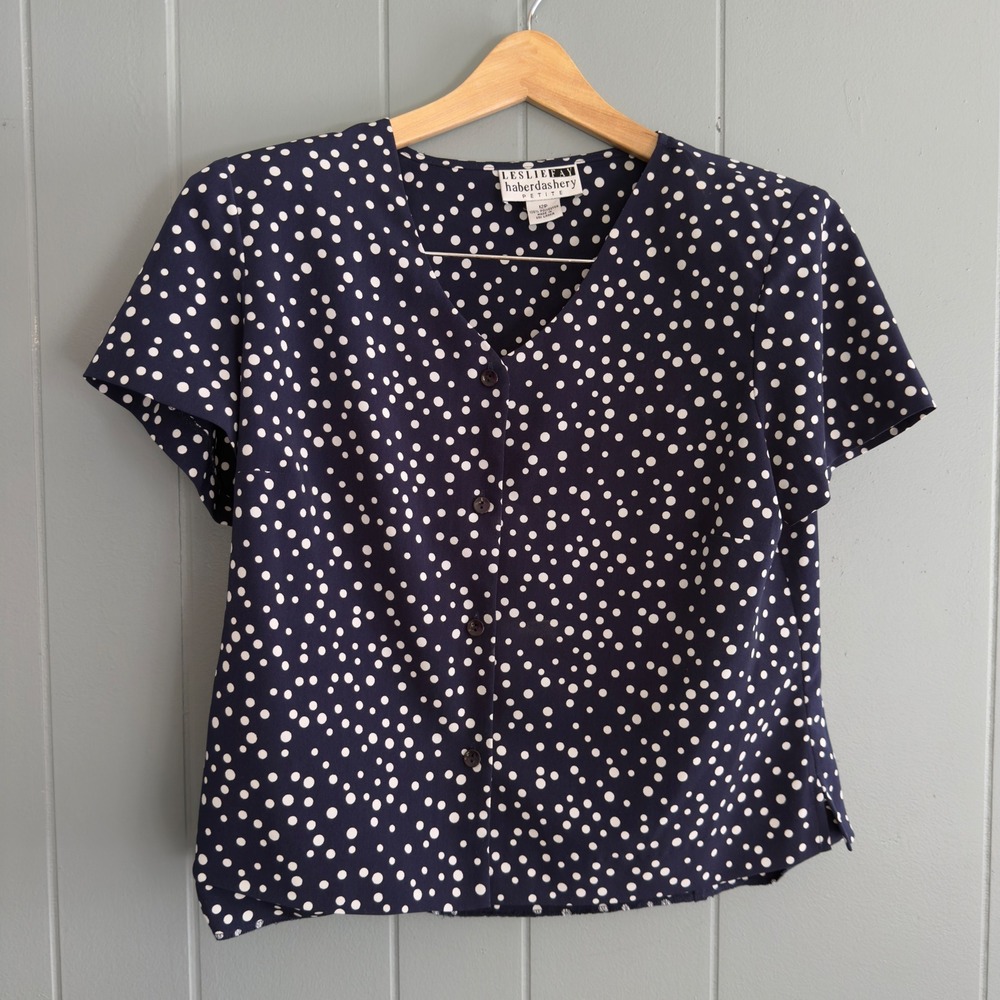 Polka Dot Blouse - Navy